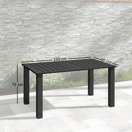 Garden Dining Table for 6 with Parasol Hole, Rectangle Outdoor Garden Table with
