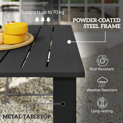 Garden Dining Table for 6 with Parasol Hole, Rectangle Outdoor Garden Table with