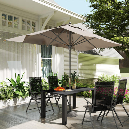 Garden Dining Table for 6 with Parasol Hole, Rectangle Outdoor Garden Table with