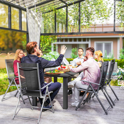 Garden Dining Table for 6 with Parasol Hole, Rectangle Outdoor Garden Table with
