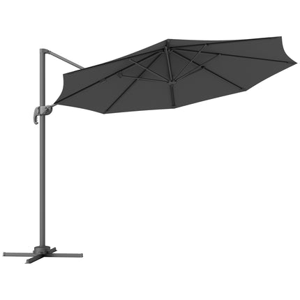3 x 3 Metre Cantilever Parasol with 360° Rotation and Cross Base - Black