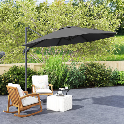 3 x 3 Metre Cantilever Parasol with 360° Rotation and Cross Base - Black