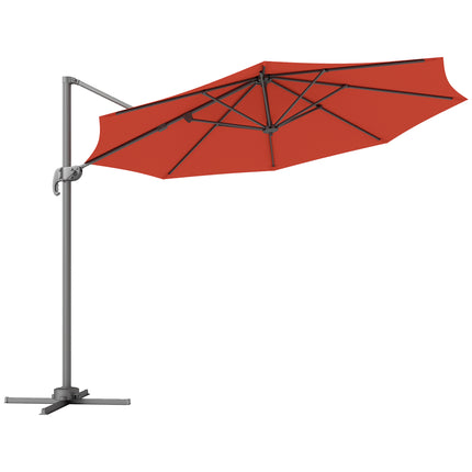 Five-Position Adjustable Aluminium Frame Overhanging Parasol - Orange