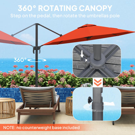 Five-Position Adjustable Aluminium Frame Overhanging Parasol - Orange