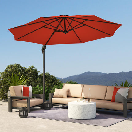 Five-Position Adjustable Aluminium Frame Overhanging Parasol - Orange