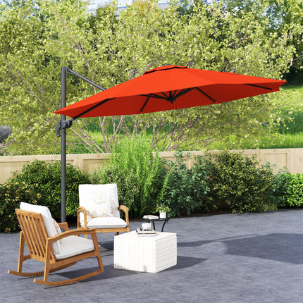 Five-Position Adjustable Aluminium Frame Overhanging Parasol - Orange