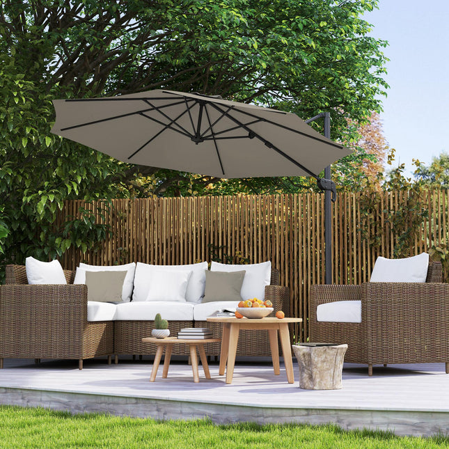 3 m Five-Angle Cantilever Parasol - Light Grey