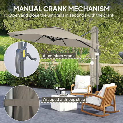 3 m Five-Angle Cantilever Parasol - Light Grey