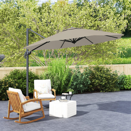 3 m Five-Angle Cantilever Parasol - Light Grey
