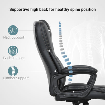High Back Executive Office Chair, PU Leather Swivel Desk Chair with Tilt Functio