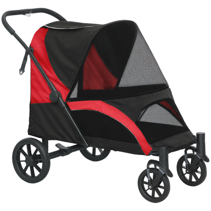 Foldable Pet Stroller for Large Dogs with Four Big Wheels, Shock-Absorbing Frame