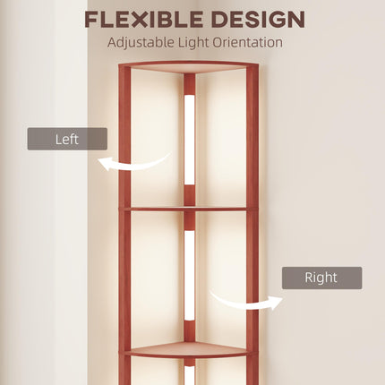 Corner Floor Lamp for Living Room Bedroom with Dimmable Warm White LED Light, Modern Tall Standing Lamp, Brown