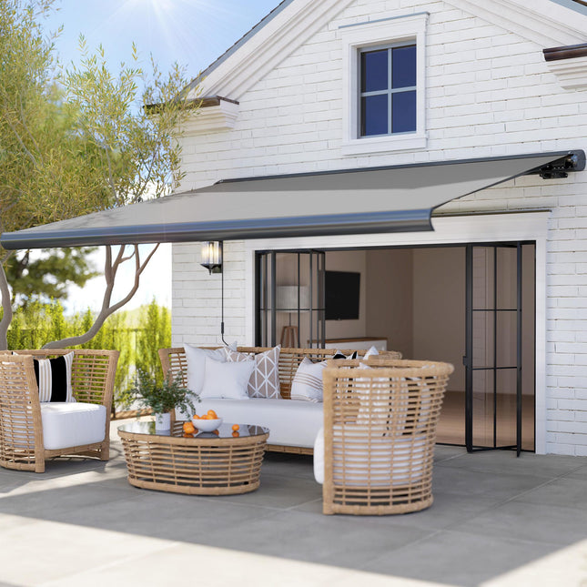3.5 x 3 m Electric Awning, Aluminium Frame DIY Retractable Awning, UV50+ Sun Sha