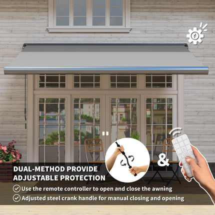 3.5 x 3 m Electric Awning, Aluminium Frame DIY Retractable Awning, UV50+ Sun Sha