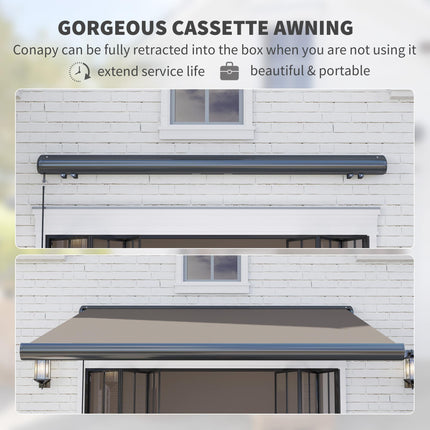 3 Metre Electric Retractable Awning with Aluminium Frame - Light Grey