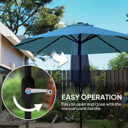 2.7m LED Light Parasol Umbrella - Blue