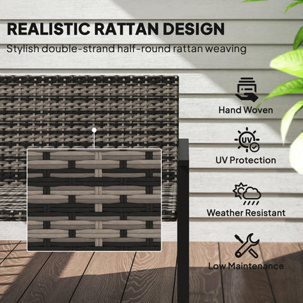 Two-Seater Rattan Bench - Mixed Grey