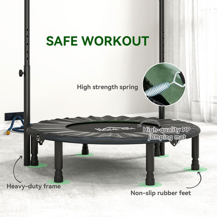 40" Foldable Mini Fitness Trampoline, with Adjustable Foam Handle, Green