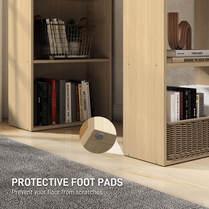 120cm Computer Desk, Wooden PC Laptop Table with 6-Tier Storage Bookshelves, Hom