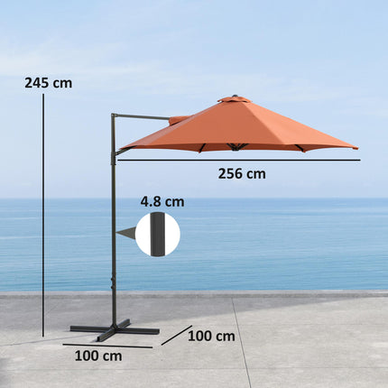 2.5m Rotating Cantilever Parasol with Base - Orange