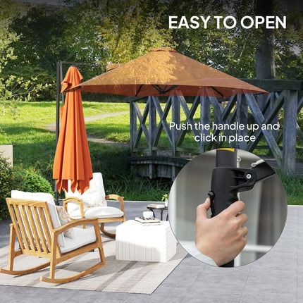 2.5m Rotating Cantilever Parasol with Base - Orange