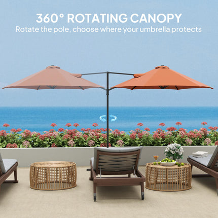 2.5m Rotating Cantilever Parasol with Base - Orange
