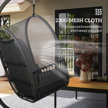 Hanging Egg Chair, with Cushion - Dark Grey