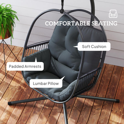 Hanging Egg Chair, with Cushion - Dark Grey
