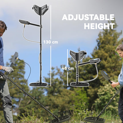 Metal Detector for Adults and Beginners with IP68 Waterproof Coil, 5 Modes, Pinpoint & Memory, Backlit LCD Display - Dark Grey