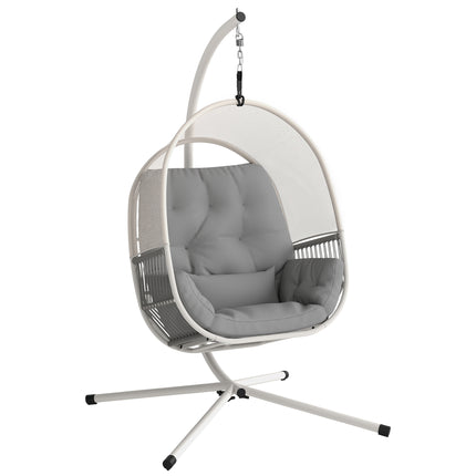 Hanging Egg Chair, with Cushion - Light Grey