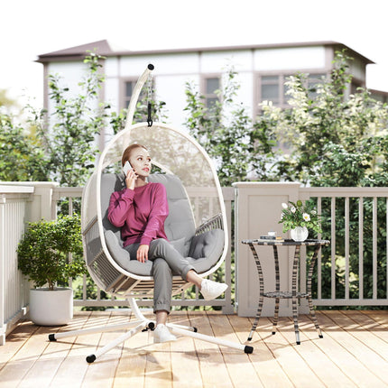 Hanging Egg Chair, with Cushion - Light Grey