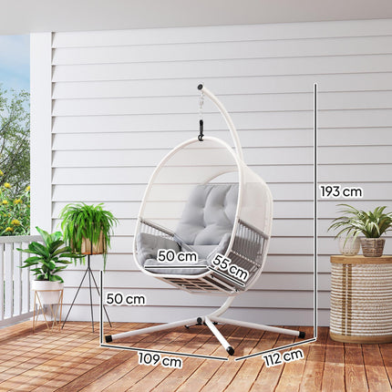 Hanging Egg Chair, with Cushion - Light Grey