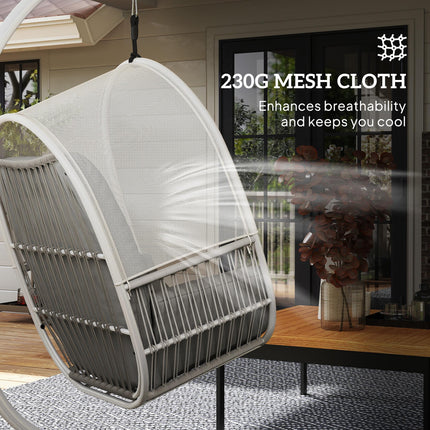 Hanging Egg Chair, with Cushion - Light Grey
