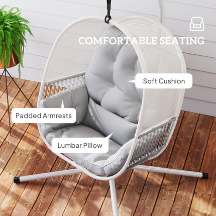 Hanging Egg Chair, with Cushion - Light Grey