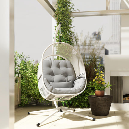 Hanging Egg Chair, with Cushion - Light Grey