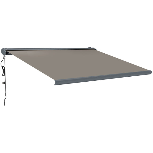 4 Metre Full Cassette Electric Retractable Awning with Remote Control - Light Grey