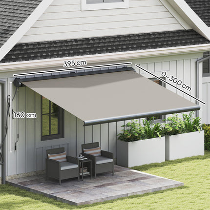 4 Metre Full Cassette Electric Retractable Awning with Remote Control - Light Grey