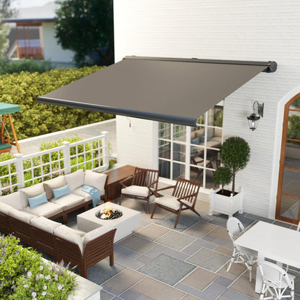 4 Metre Full Cassette Electric Retractable Awning with Remote Control - Light Grey
