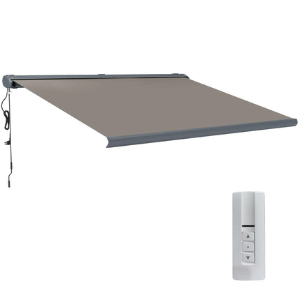 4 Metre Full Cassette Electric Retractable Awning with Remote Control - Light Grey