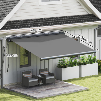 4 Metre Full Cassette Electric Retractable Awning Set - Dark Grey