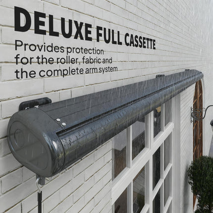 4 Metre Full Cassette Electric Retractable Awning Set - Dark Grey