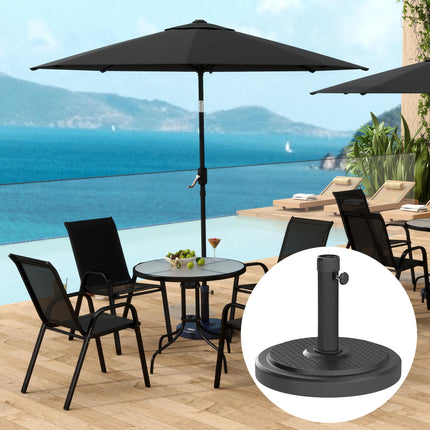 22kg Round HDPE Garden Parasol Base for 38mm & 48mm Umbrella Poles - Black