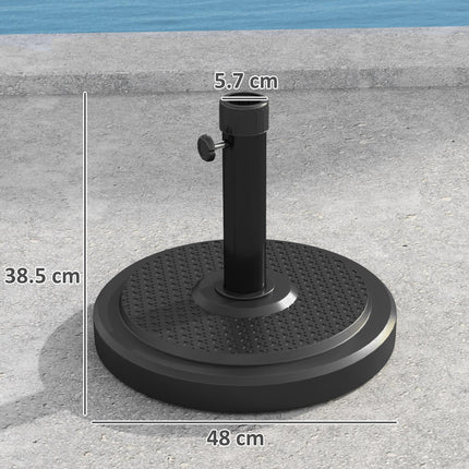 22kg Round HDPE Garden Parasol Base for 38mm & 48mm Umbrella Poles - Black