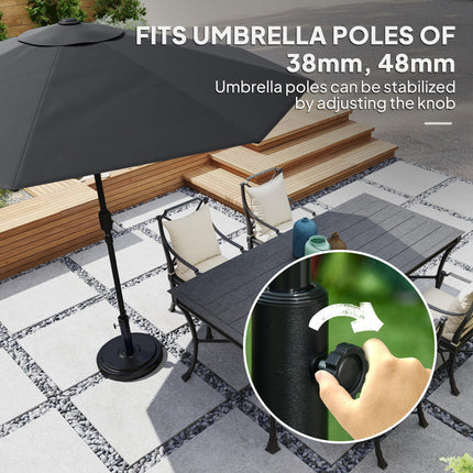 22kg Round HDPE Garden Parasol Base for 38mm & 48mm Umbrella Poles - Black