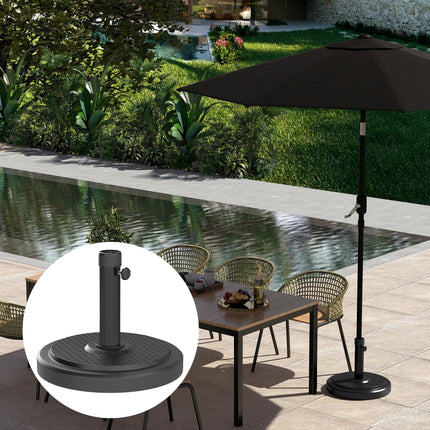 22kg Round HDPE Garden Parasol Base for 38mm & 48mm Umbrella Poles - Black