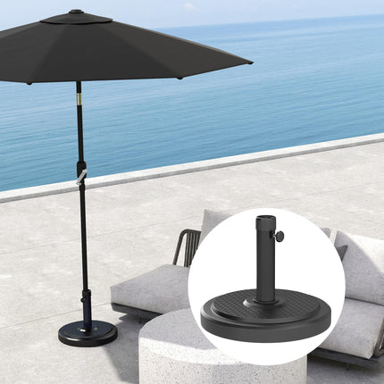 22kg Round HDPE Garden Parasol Base for 38mm & 48mm Umbrella Poles - Black