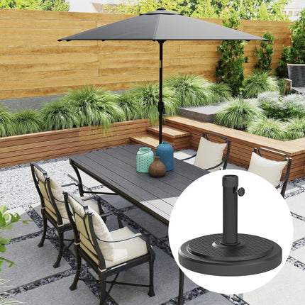 22kg Round HDPE Garden Parasol Base for 38mm & 48mm Umbrella Poles - Black