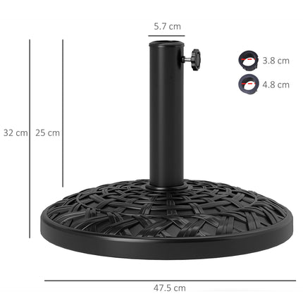 12kg Heavy Duty Resin Parasol Base for 38mm & 48mm Poles - Black