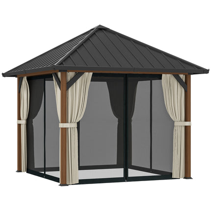 3 x 3(m) Hardtop Gazebo with Galvanised Steel Roof and Water Gutter, Waterproof