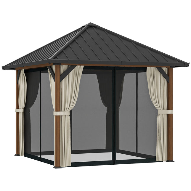 3 x 3(m) Hardtop Gazebo with Galvanised Steel Roof and Water Gutter, Waterproof